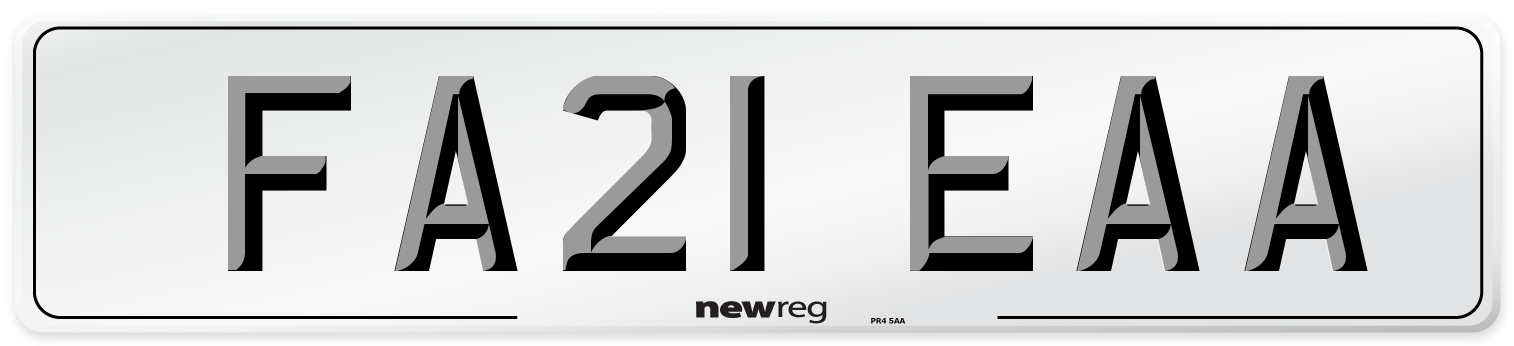 FA21 EAA Number Plate from New Reg